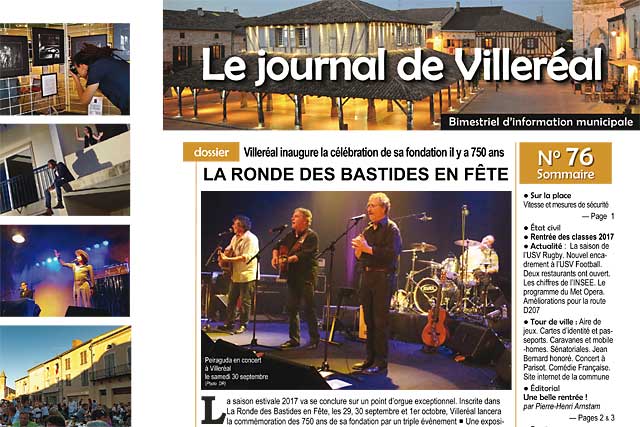 Le Journal de Villeréal met les célébrations du 750e anniversaire de la bastide à l'honneur.|jean-Paul Epinette - icimedia@free.fr Le Journal de Villeréal met les célébrations du 750e anniversaire de la bastide à l'honneur.|jean-Paul Epinette - icimedia@free.fr
