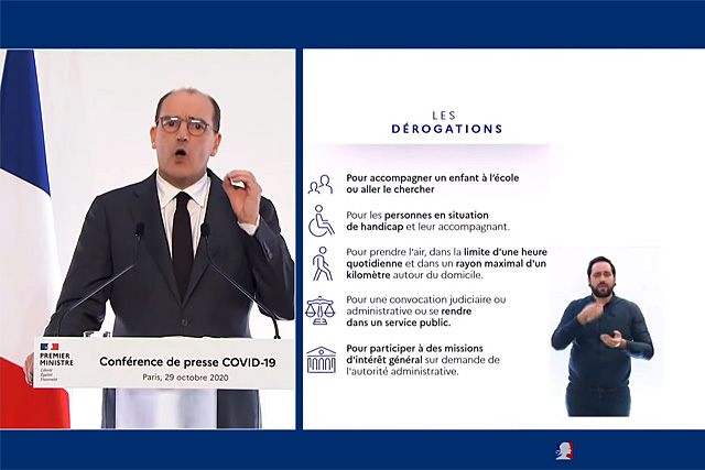 Le premier ministre a précisé le cadre réglementaire de ce second confinement...|Capture et montage © Jean-Paul Epinette Le premier ministre a précisé le cadre réglementaire de ce second confinement...|Capture et montage © Jean-Paul Epinette