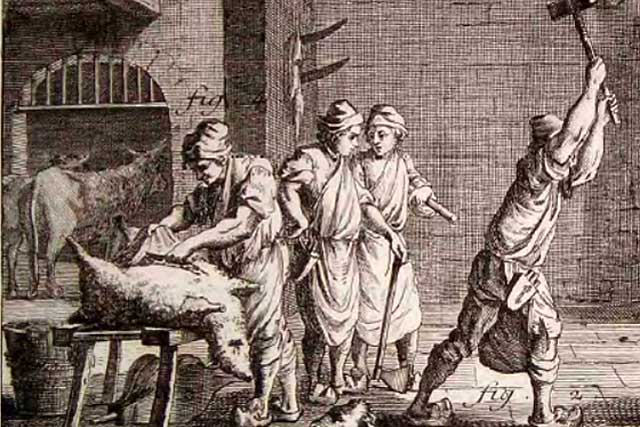 24 octobre 1706 - Les consuls, juges de police de Villeréal, contrôlent les bouchers « pour savoir s’ils vendaient dans leur banc de la brebis pour du mouton. »  - Illustration © BnF