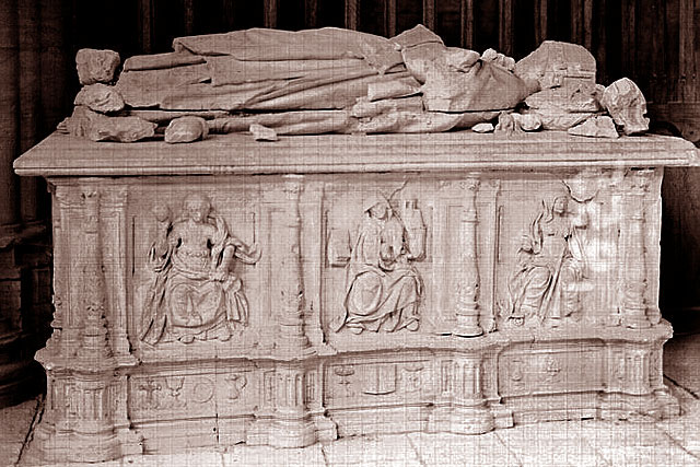 Dans la chapelle de Biron le gisant d'Armand, dit Le Boiteux, Maréchal de France, tué au siège d'Épernay en 1592 - © Ministère de la Culture. RMN-GP