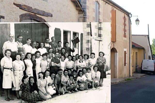 Les employés de Péloffy, devant leur usine, rue Descambis, vers 1943. - | Mémoire de Villeréal, Droits réservés